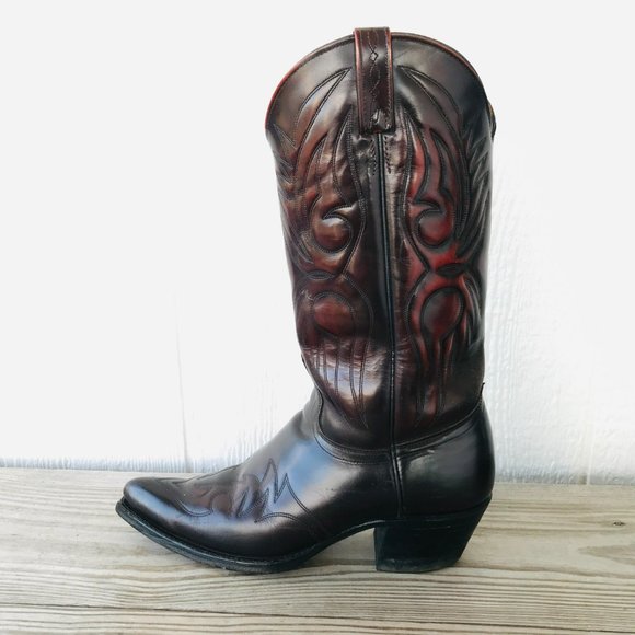 J Chisholm Shoes J Chisholm Black Cherry Cowboy Western Pointed Toe